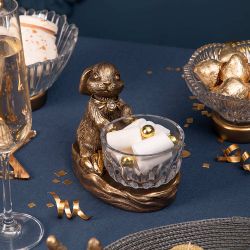 Фруктовница Кролик Эйприл Бронза с чашей из стекла