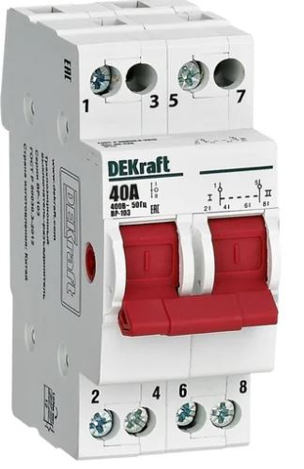 Трехпозиционный выключатель-разъединитель DEKraft 2P 40A ВР-103 17210DEK