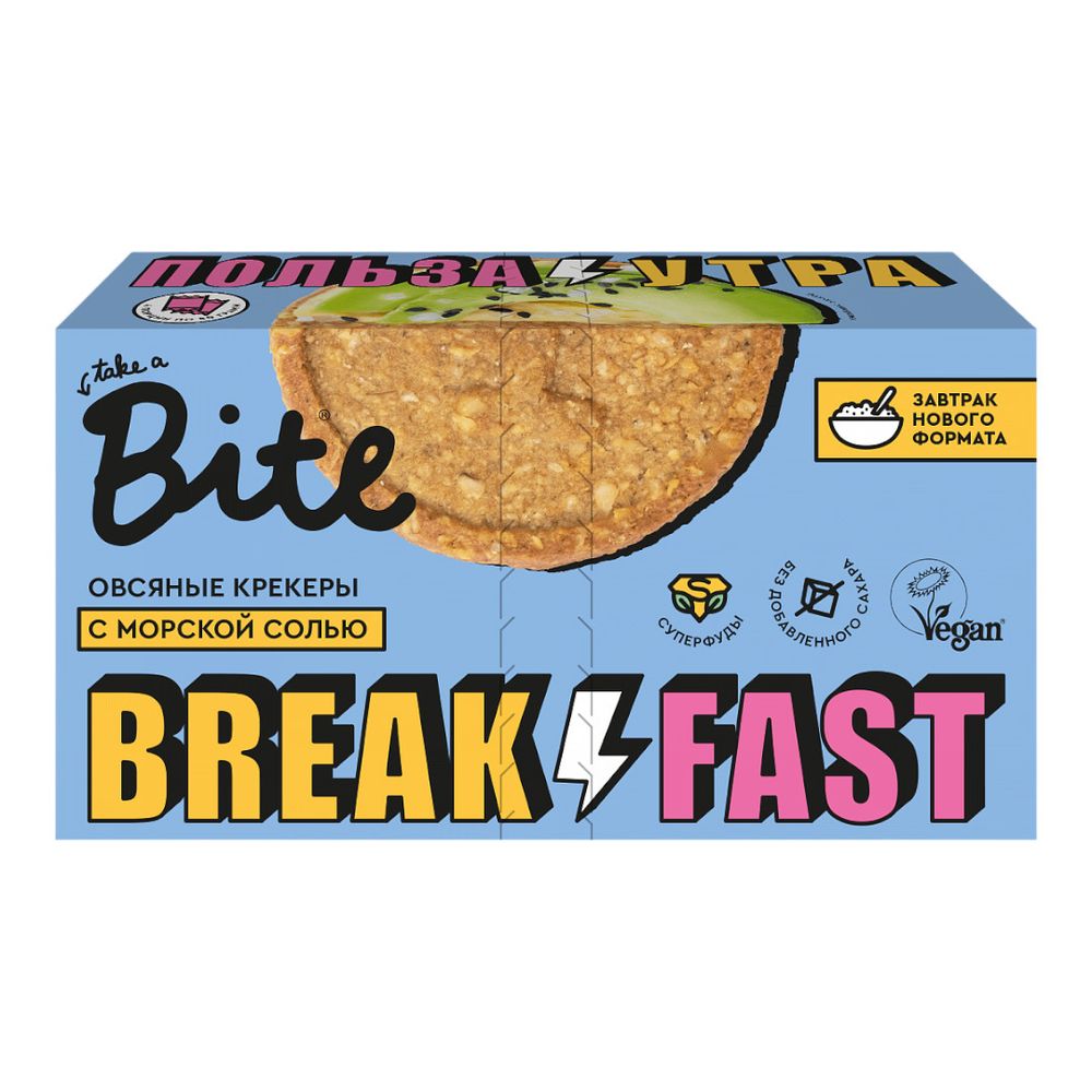 Овсяные крекеры Bite c морской солью, 200г (Bite)