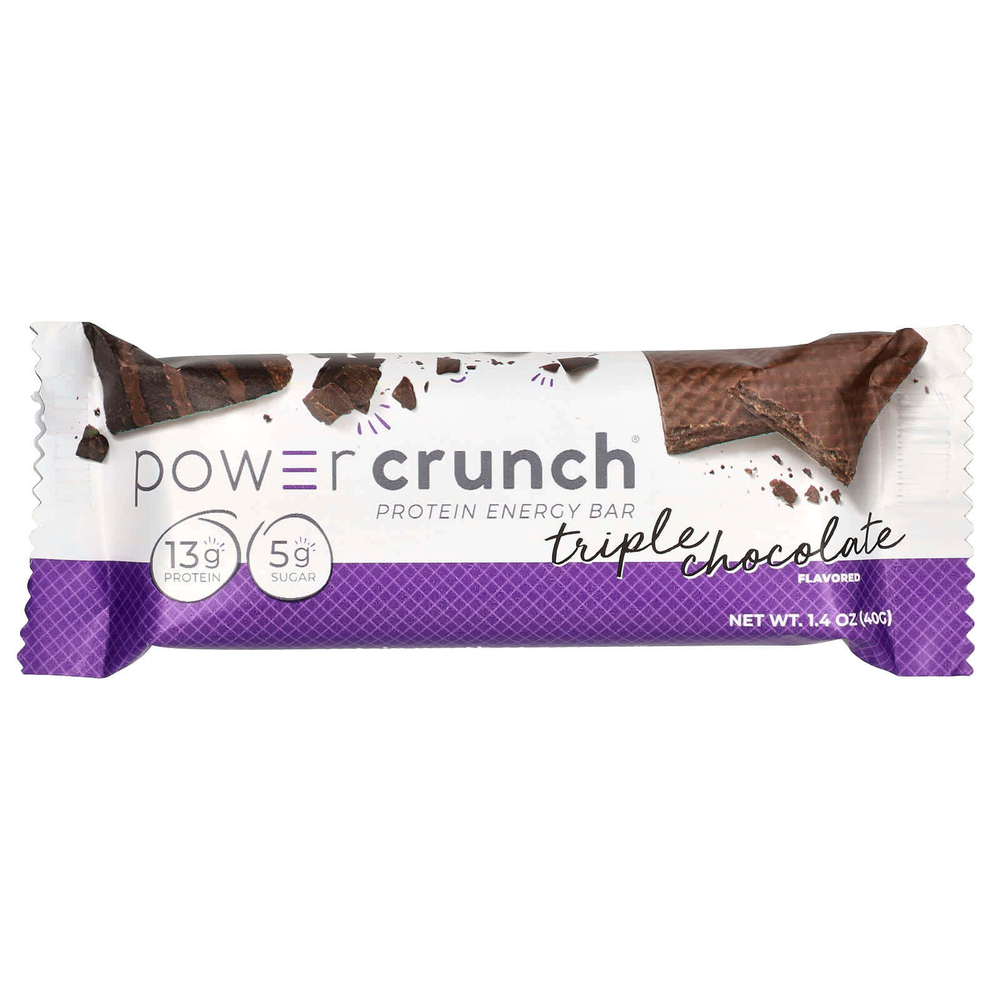 BNRG, Power Crunch®, протеиновый энергетический батончик, тройной шоколад, 12 батончиков по 40 г (1,4 унции)