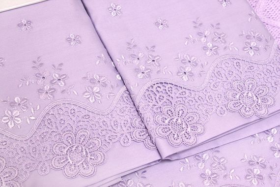 Постельное белье Clarisa лиловый с кружевом deluxe TIVOLYO HOME Турция