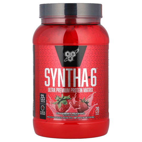 BSN, Syntha-6®, протеиновая матрица ультрапремиального качества, со вкусом клубничного молочного коктейля, 1,32 кг (2,91 фунта)