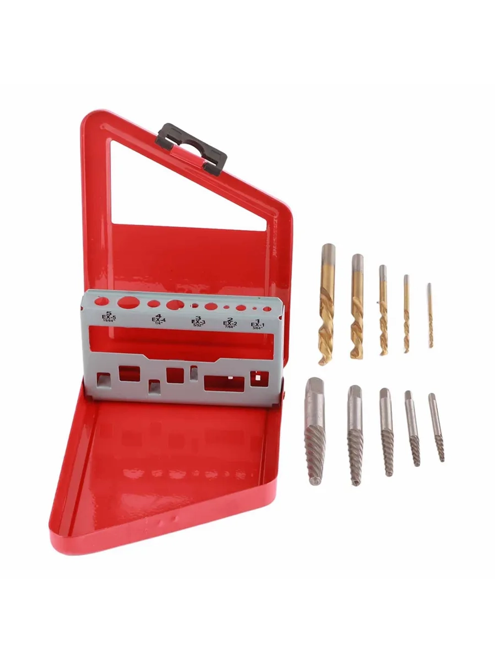 Набор экстракторов и сверл в кейсе для болтов сверл 2-7.5 мм 10 предметов