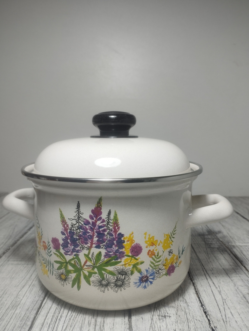 Кастрюля 1,5л цилинд 2 руч с рис Люпины с16084АП