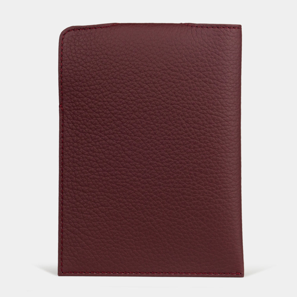 Обложка-кармашек для паспорта London из кожи теленка, бордового  цвета