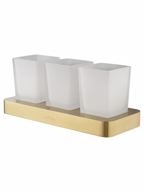 Три стакана для зубных щеток с держателем WONZON & WOGHAND LOTTE, Брашированное золото (WW-8338-BG)