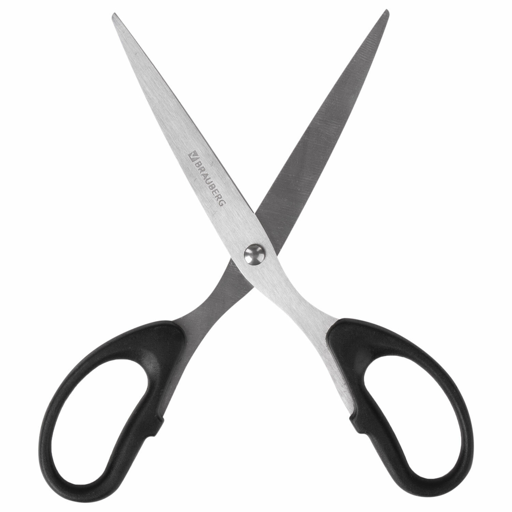 Ножницы BRAUBERG "Classic" 185 мм чёрные классической формы 2-х сторонняя заточка (5 штук в упаковке)