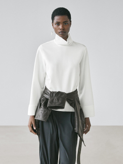 Massimo Dutti Брюки из шерстяной смеси со складками, темно-синий