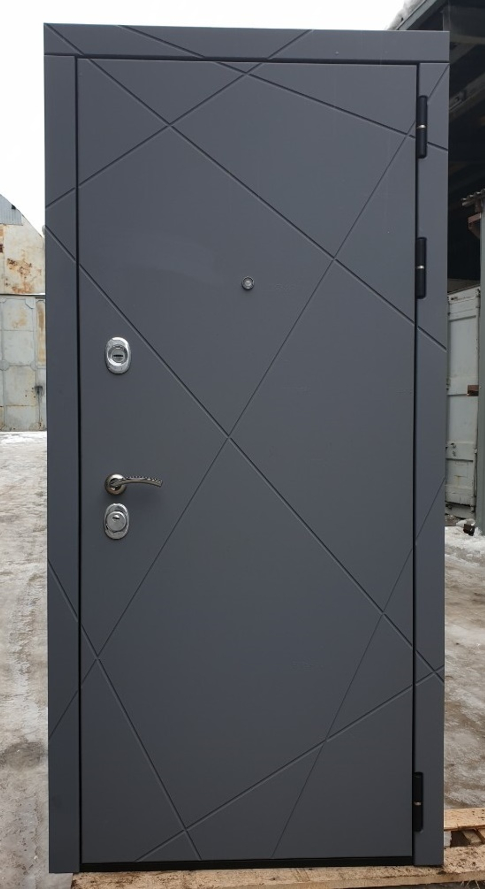 Входная металлическая дверь с зеркалом RеX 13 Титан 291 / Пастораль Силк сноу ( белый матовый, без текстуры)