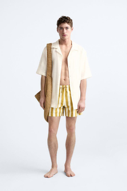 ZARA ПОЛОСАТЫЕ ПЛАВКИ, БЕЖЕВЫЙ