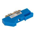 Шина нулевая 6 отверстий, изолятор на DIN-рейку синий 6х9 мм