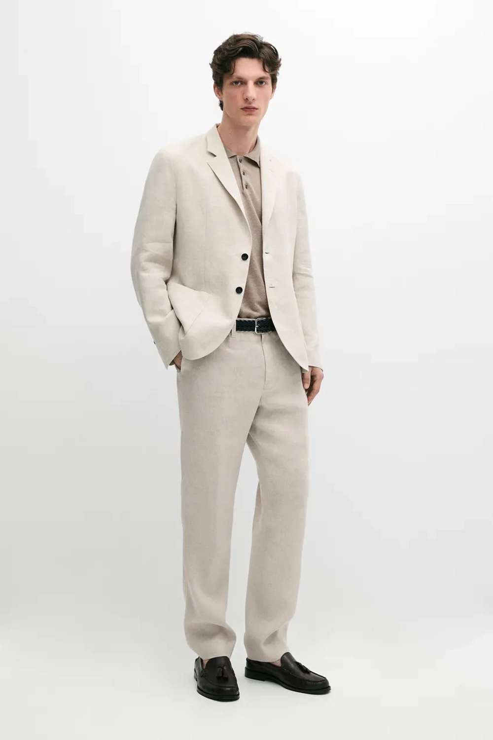 Massimo Dutti Брюки от льняного костюма, кремовый