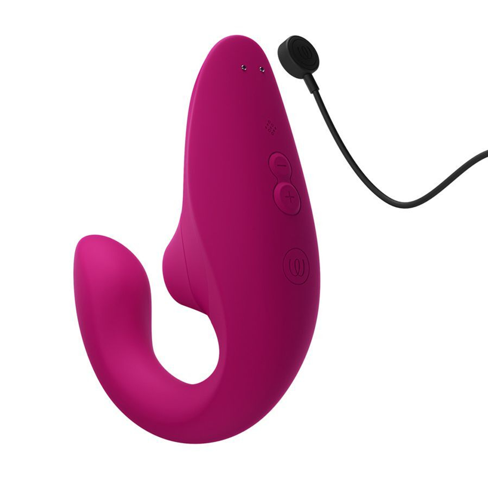 Малиновый вибромассажер для двойной стимуляции Womanizer Blend