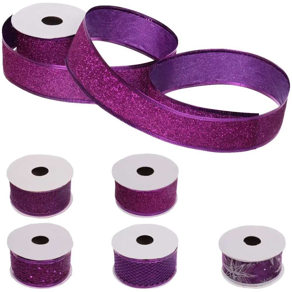 Лента для декорирования «Изящная» 4 см, 2,7 м, Фиолетовый (микс дизайнов)