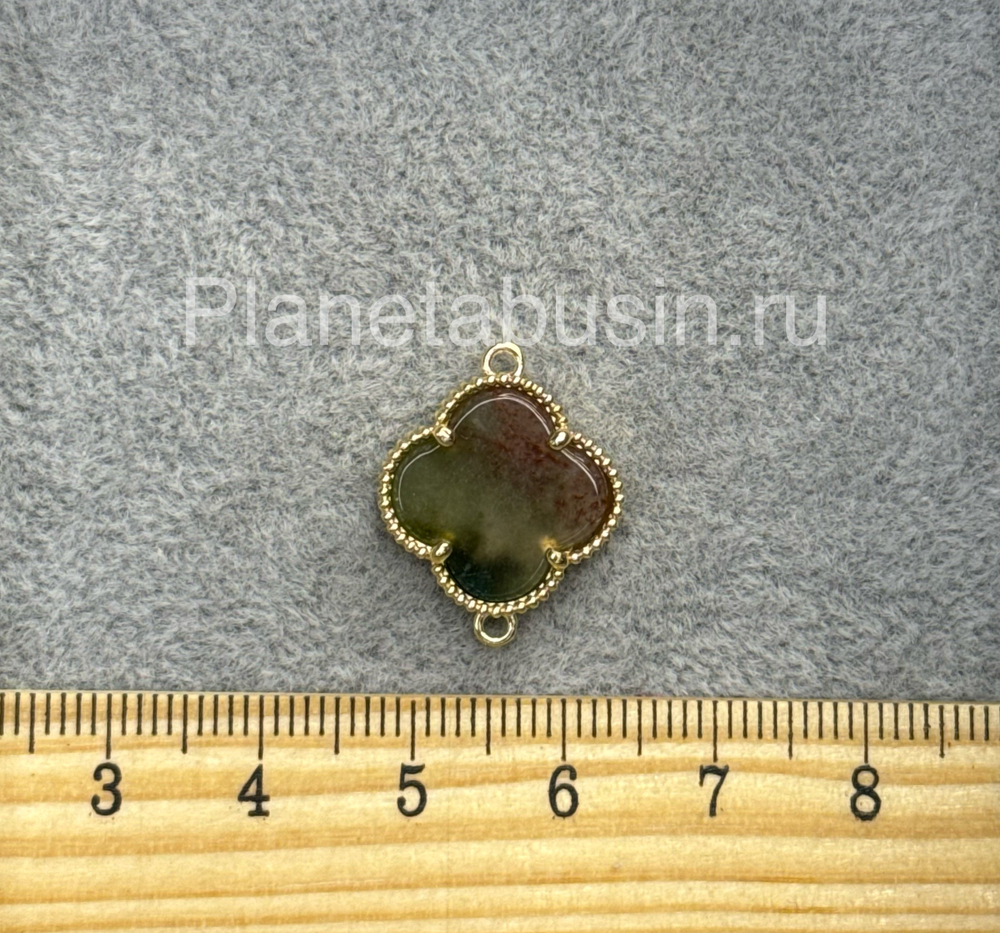 Разделители люкс (Корея) четырехлистник с натуральным камнем 0089