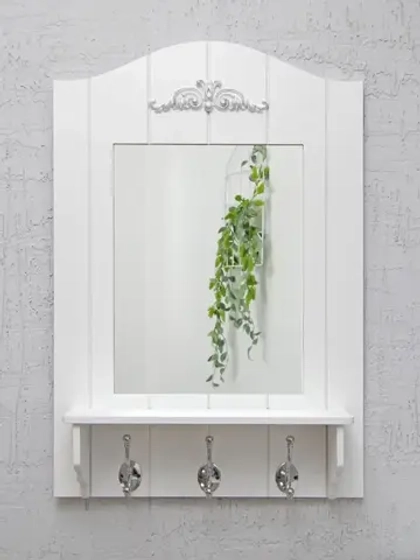 Зеркало настенное с полкой в белой раме "Прованс"