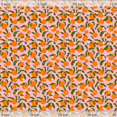 Апельсины и листья, абстрактные апельсины. Фрукты на розовом фоне by Tani Kuzminka 1071 DPI