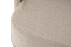 "Верона" диван 3-местный плетеный из роупа, каркас алюминий белый муар, роуп бежевый круглый, ткань бежевая 15052