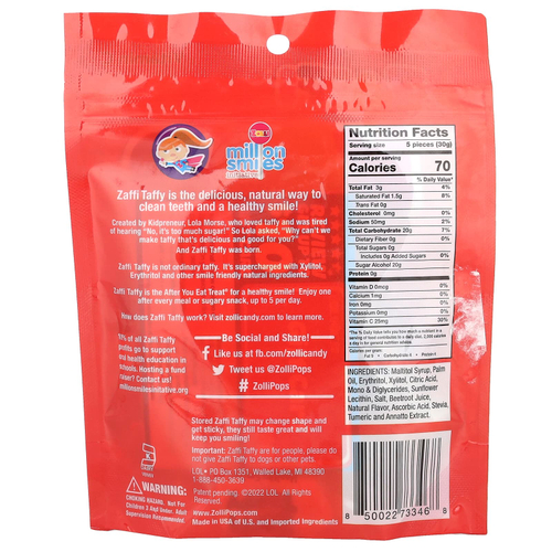 Zollipops, Zaffi®, Keto Taffy, фрукты, 85 г (3 унции)