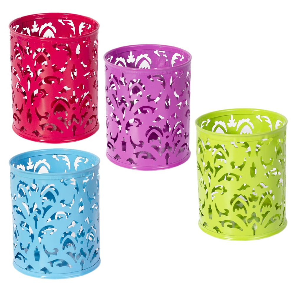 Подставка-стакан для канцтоваров Alingar, металлическая, круглая, узор "Зима", ассорти