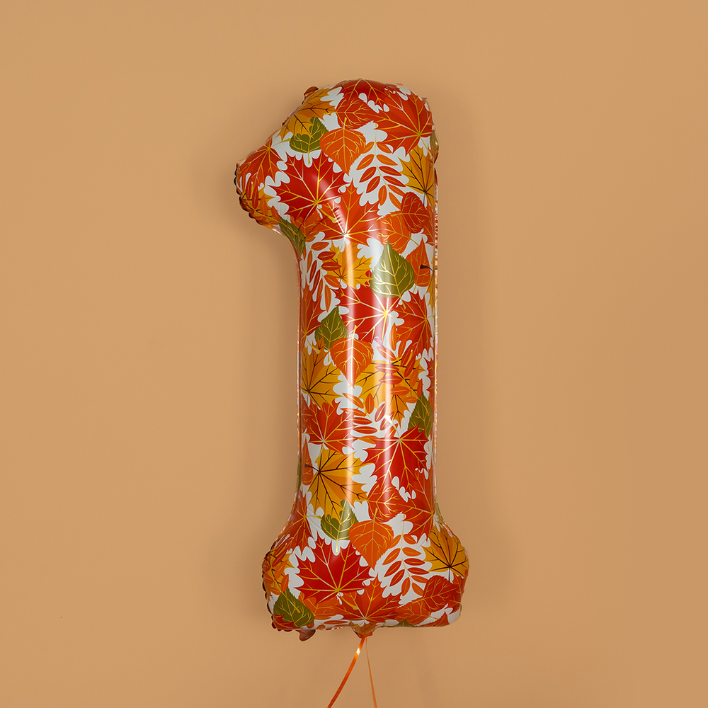 Шар (34''/86 см) Цифра, 1 Сентября, Осенние листья, 1 шт. в уп.