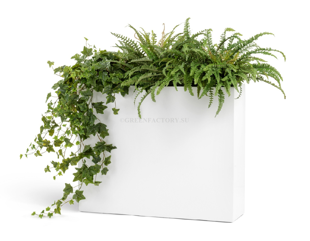 Кашпо TREEZ Effectory - серия Gloss - Дивайдер высокий - белый глянцевый лак