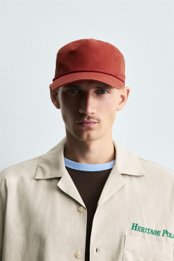 ZARA КЕПКА С СЕТКОЙ И ШНУРКОМ, КРАСНЫЙ