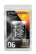 Прозрачная насадка с объёмными чёрточками STAY HARD COCK SLEEVE 06 CLEAR (Цвет: прозрачный)