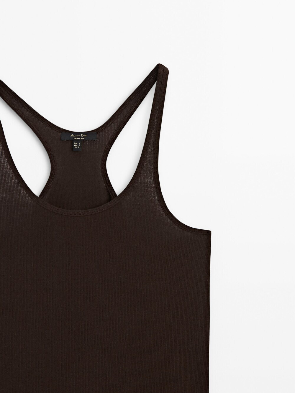 Massimo Dutti Топ из 100% хлопка с бретелями, шоколадный