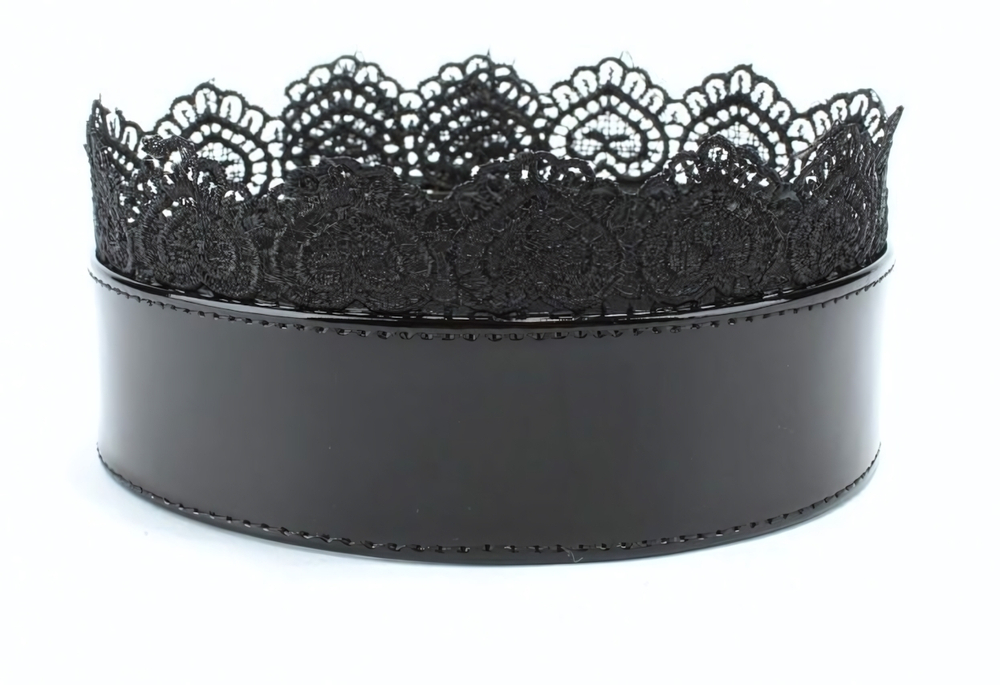 Изящный чёрный ошейник с кружевом (Цвет: черный)