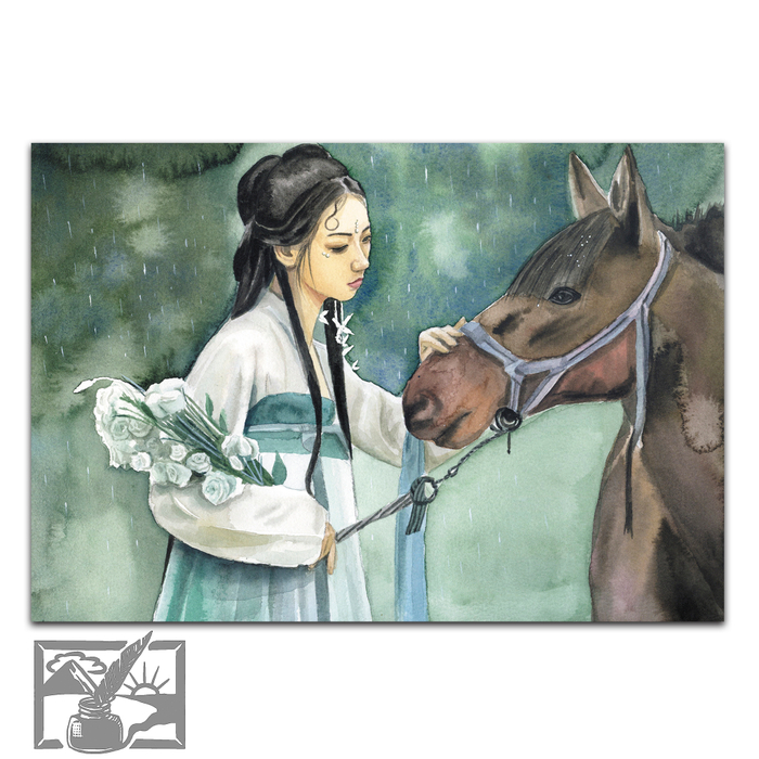 Открытка почтовая. Аксёнова Татьяна. Конная прогулка