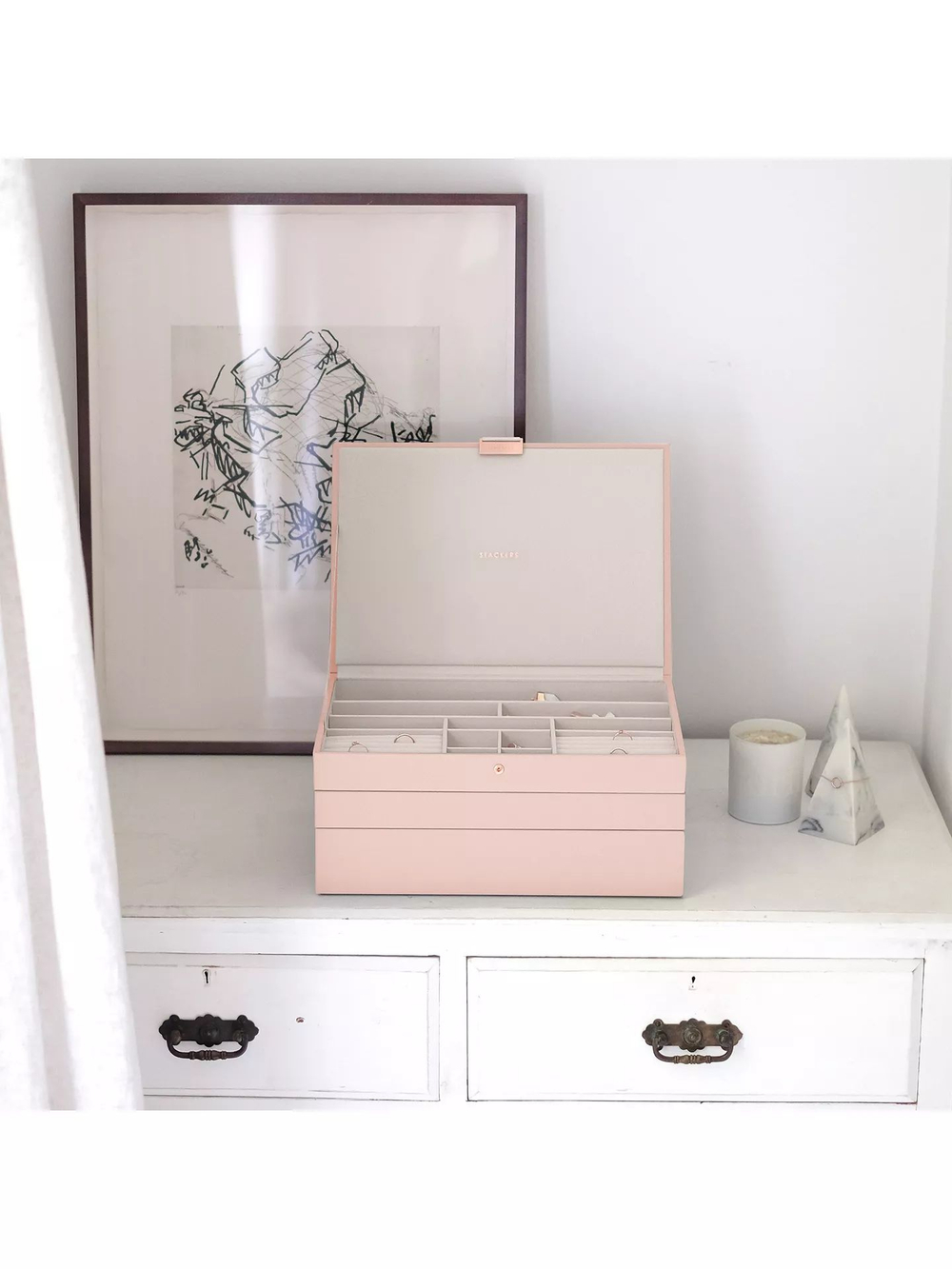 Органайзер для украшений и часов Stackers Classic Jewellery Box, 3 секции -Dove Grey & Rose (Navy Blue / темно-синий / Navy Blue / Органайзер с крышкой)