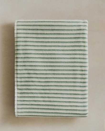 Zara Home - Цветное полосатое текстурное полотенце для ванной комнаты, зеленый, 50х90 см
