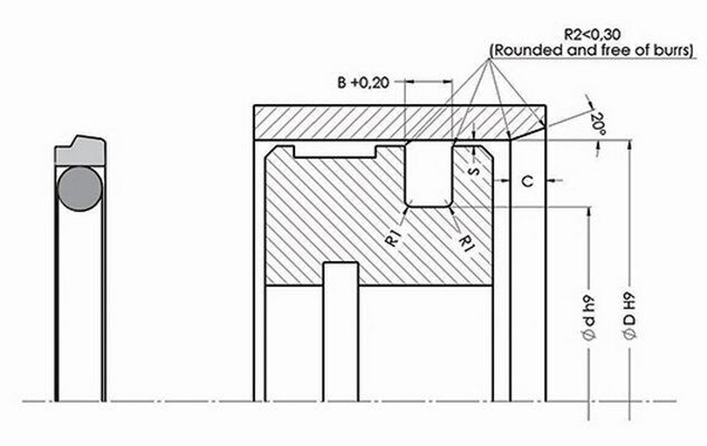 A302-070 Поршневое уплотнение одностороннего действия 70-59,3-4,2
