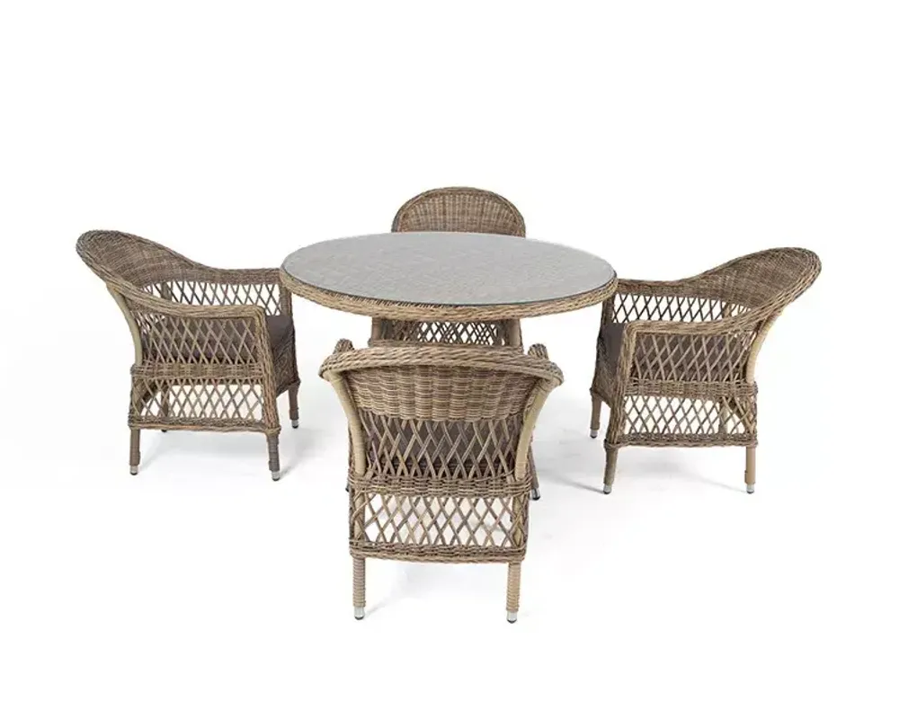 "Дольче" обеденная группа из искусственного ротанга, цвет соломенный