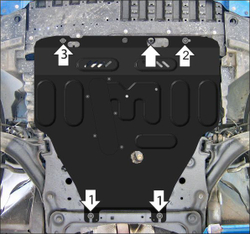 Защита картера двигателя, КПП. 2 мм, Сталь. для Nissan Micra 2003-2010, Motodor.71402