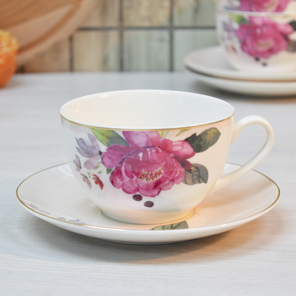 Чайный набор 12 предметов 280мл "Пион", Jewel