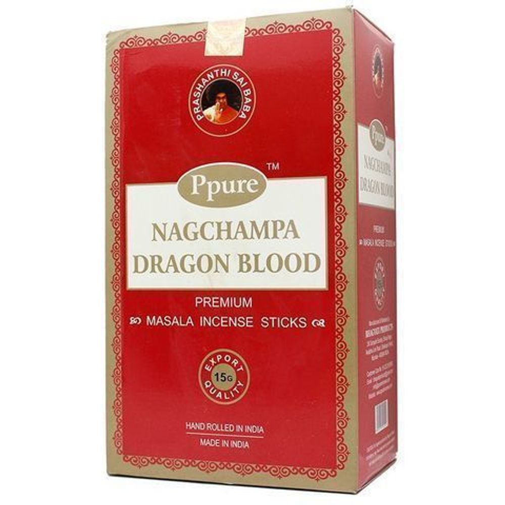 Ppure Nag Champa Dragon Blood Благовоние-масала Кровь дракона (ладан, роза, тулси), 15 г