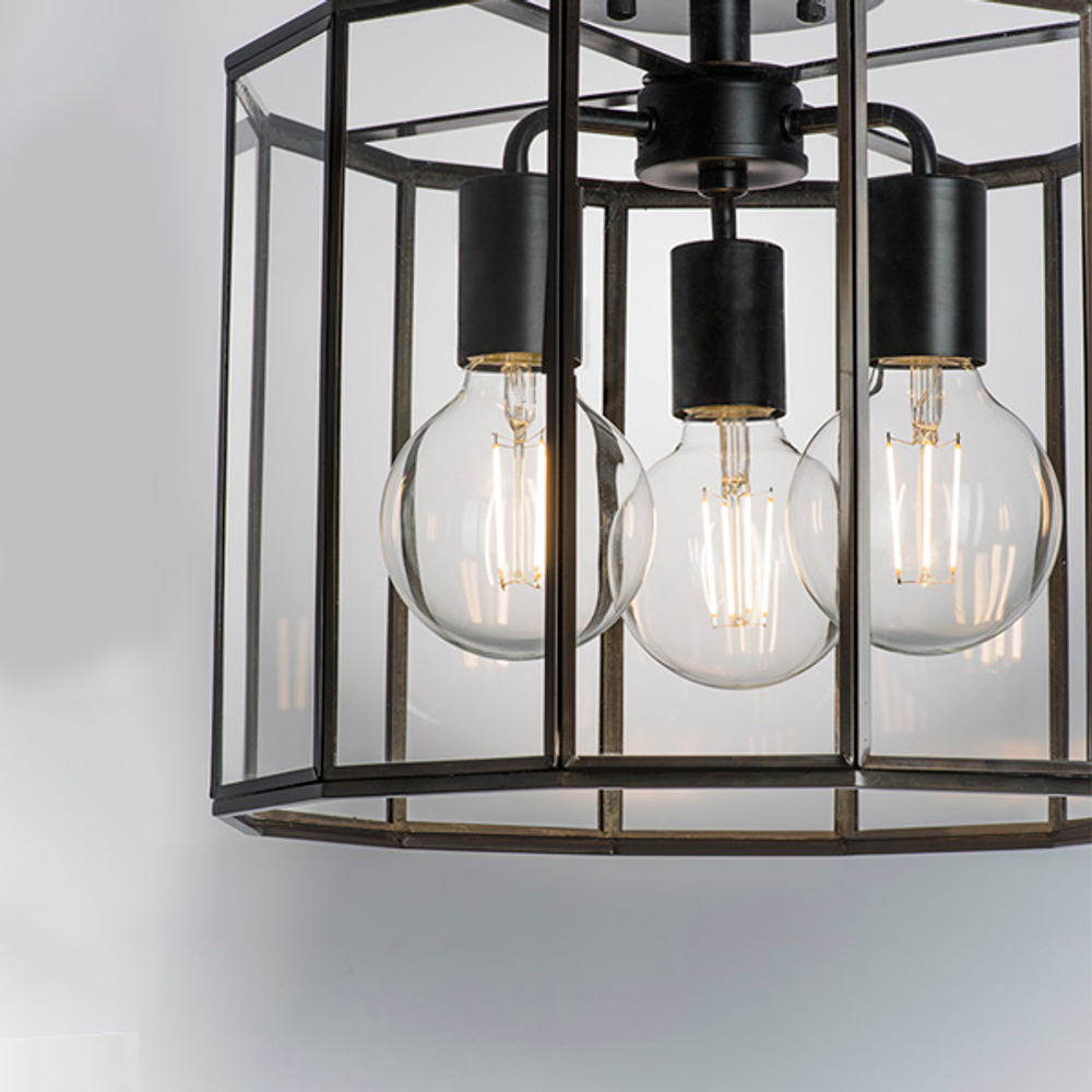 798237 Люстра GENNI 3х40W E27 ЧЕРНЫЙ МАТОВЫЙ/ПРОЗРАЧНЫЙ