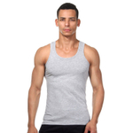 Серая меланжевая хлопковая майка-борцовка (Размер: L) (Цвет: серый)