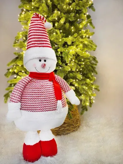 Игрушка Снеговик телескопический 80-130 см., красный, Christmas DeLuxe (89313)