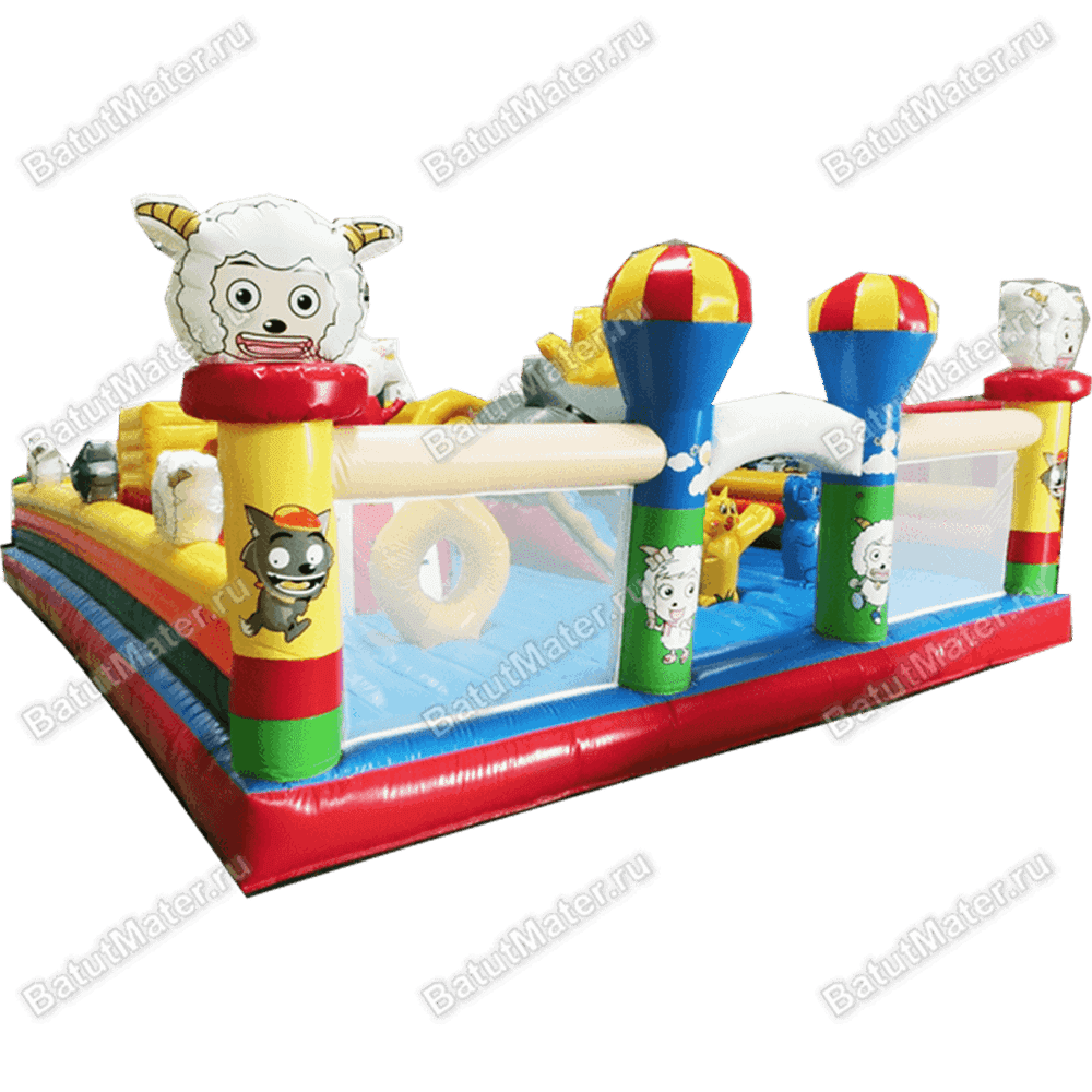 Надувной батут с крышей "Злой страшный серый волк"