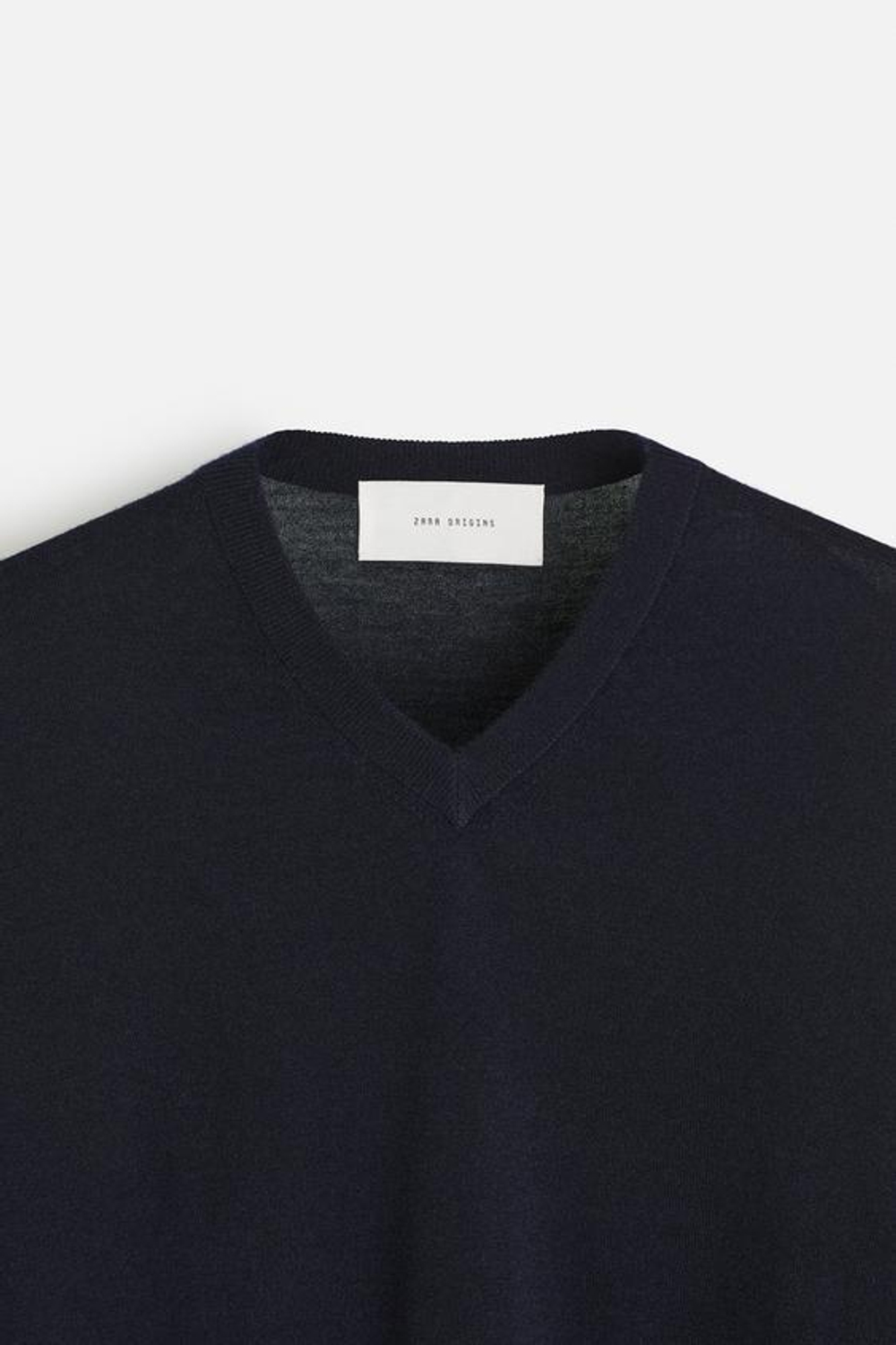 ZARA СВИТЕР ИЗ ЛЕГКОЙ ШЕРСТИ И КАШЕМИРА С V-ОБРАЗНЫМ ВЫРЕЗОМ, МОРСКОЙ СИНИЙ