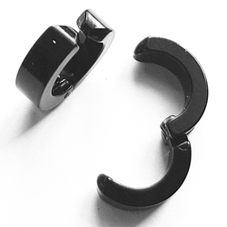 Клипсы кольца чёрные для имитации пирсинга ушей без прокола ( обманки) Медицинская сталь, титановое покрытие. Цена за пару!