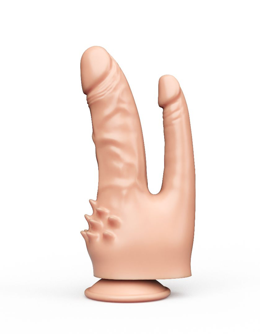 Двойной фаллоимитатор с шипами для массажа клитора - 17 см.