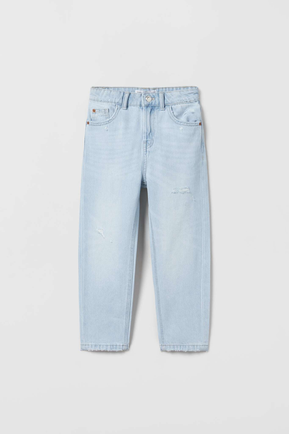 ZARA ДЖИНСЫ MOM FIT, ГОЛУБОЙ