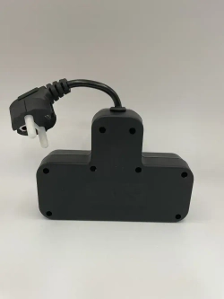 Разветвитель электрический, черный, 2 розетки, 2 USB, 1Type-C гибкий провод