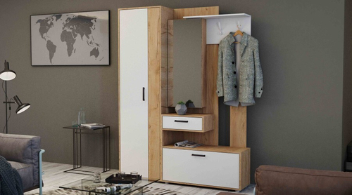 Вешалка угловая Инфинити Дуб вотан / Белый