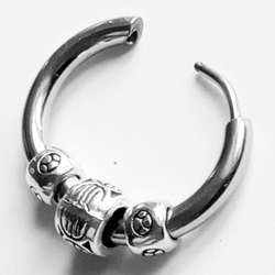 Серьга кольцо (1шт) с шариками для пирсинга уха, диаметр 14мм внутренний. Медицинская сталь.