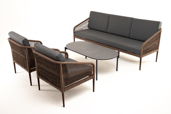 "Канны" лаунж-зона 5-местная плетеная из роупа (веревки), роуп коричневый